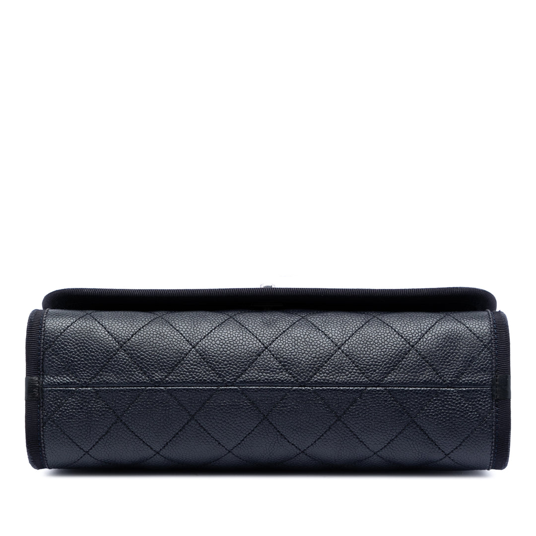 Chanel CC Bicolor Matelassé Caviar et Grosgrain anse supérieure à rabat