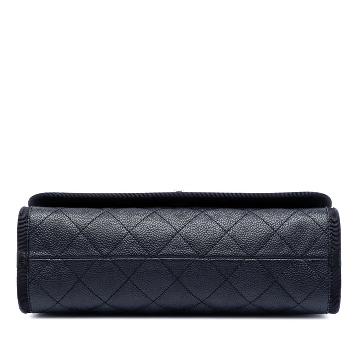 Chanel CC Bicolor Matelassé Caviar et Grosgrain anse supérieure à rabat