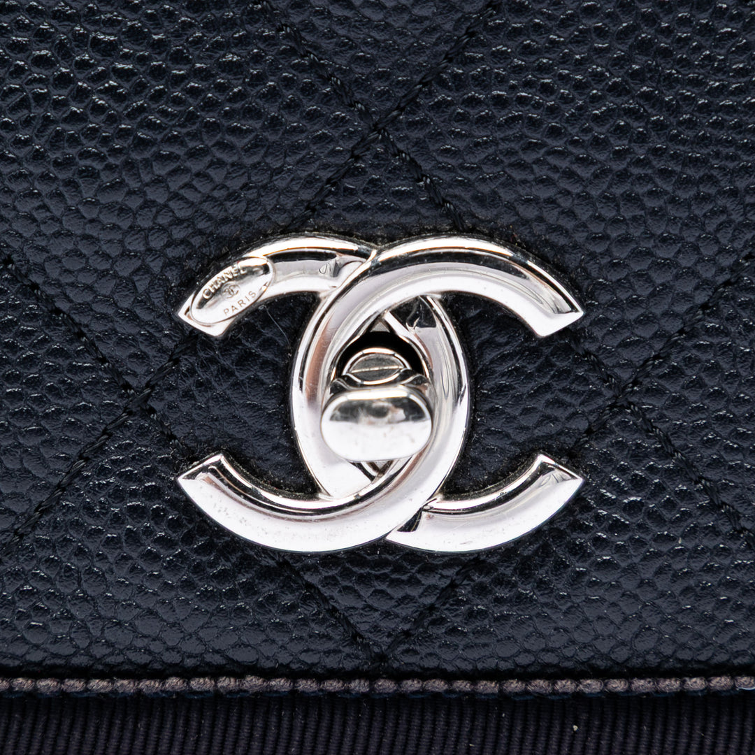 Chanel CC Bicolor Matelassé Caviar et Grosgrain anse supérieure à rabat