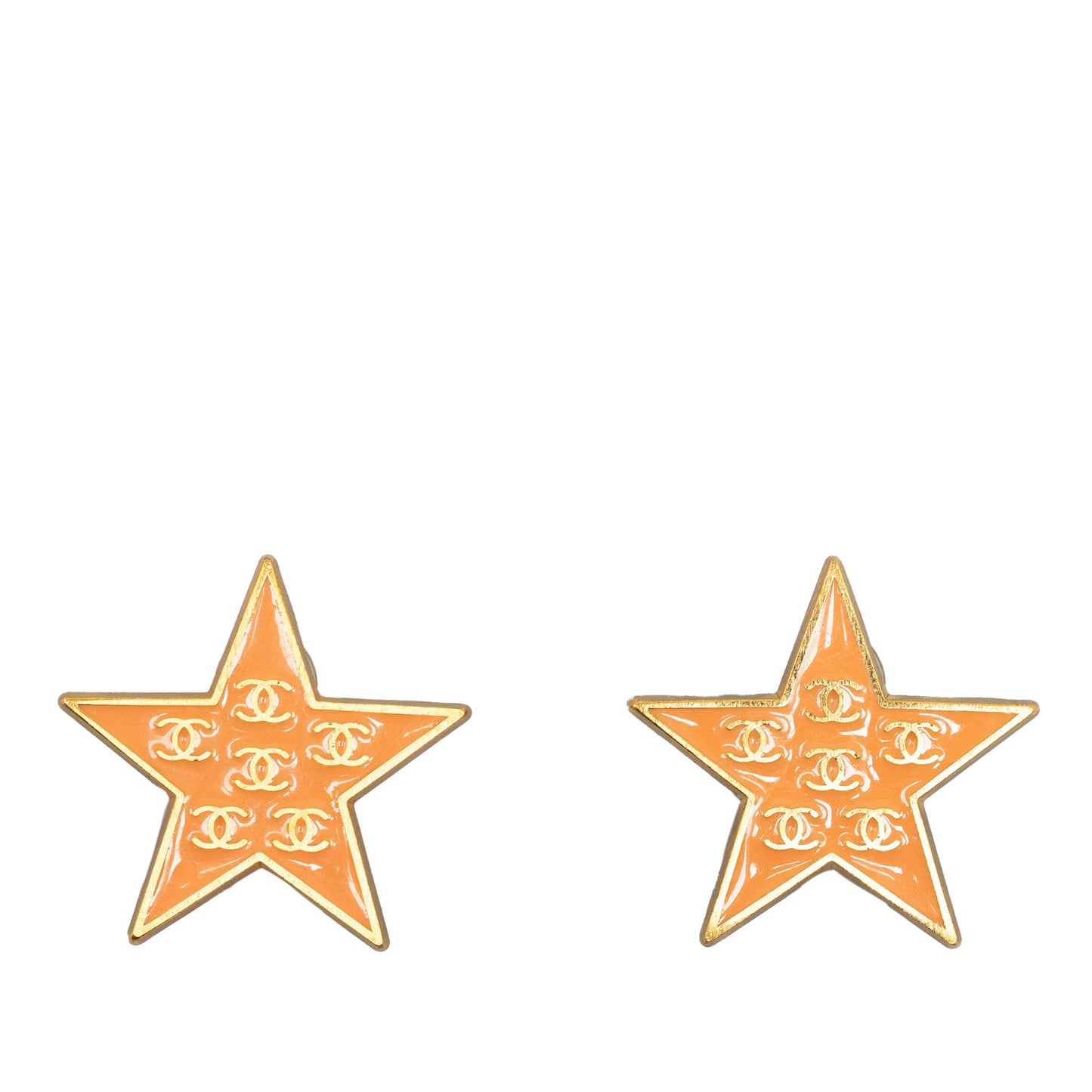 Enamel CC Star Clip-On Earrings Gold - Gaby Paris