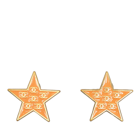 Enamel CC Star Clip-On Earrings Gold - Gaby Paris