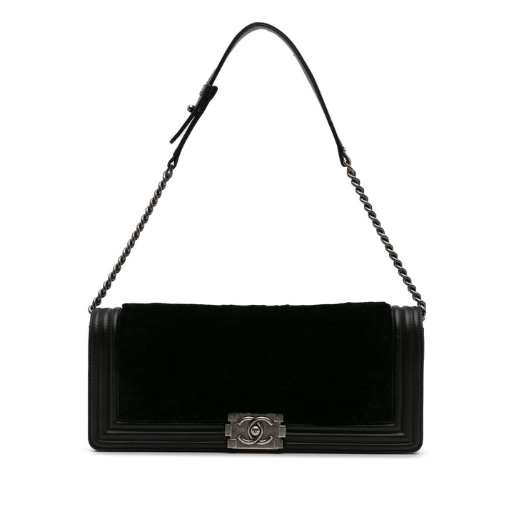 Chanel Shearling East West Boy Flap Noir