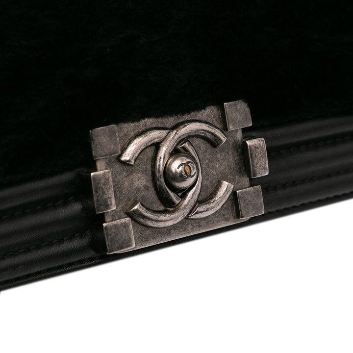 Chanel Shearling East West Boy Flap Noir