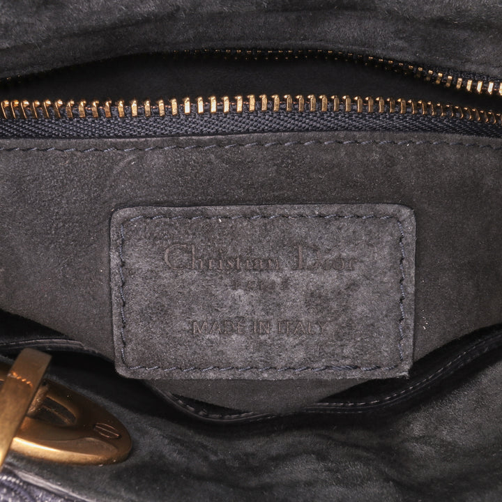 Mini Denim Cannage Studded Supple Lady Dior Blue - Gaby Paris