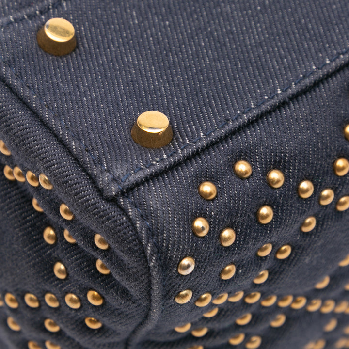 Mini Denim Cannage Studded Supple Lady Dior Blue - Gaby Paris