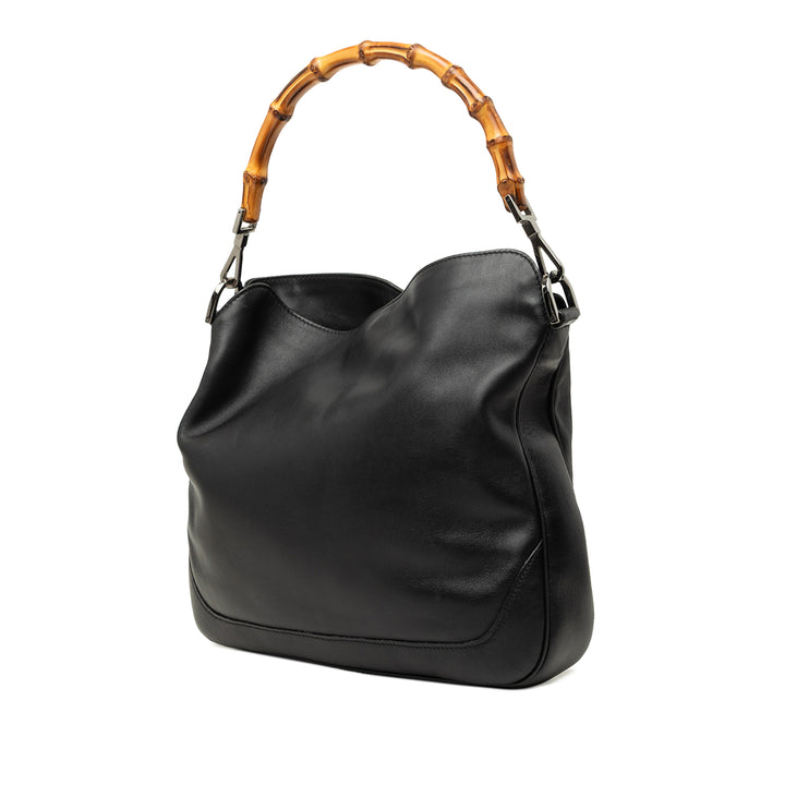 Bamboo Web Sac Cuir de veau Noir