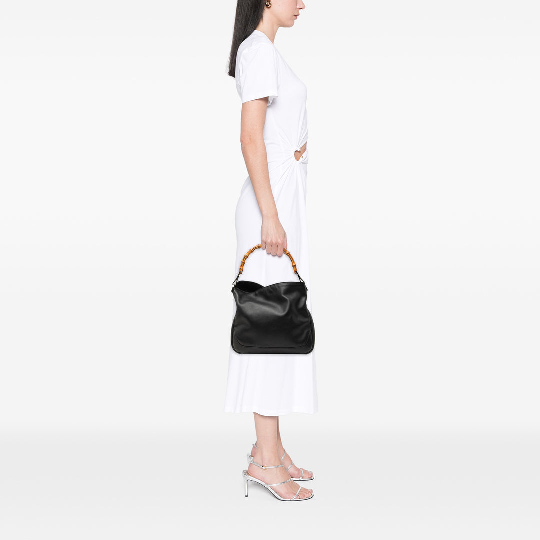 Bamboo Web Sac Cuir de veau Noir