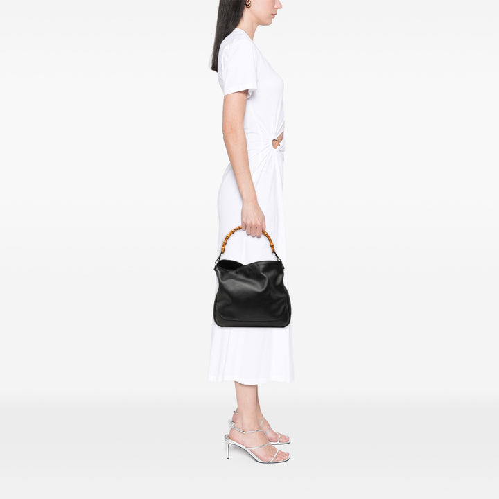 Bamboo Web Sac Cuir de veau Noir