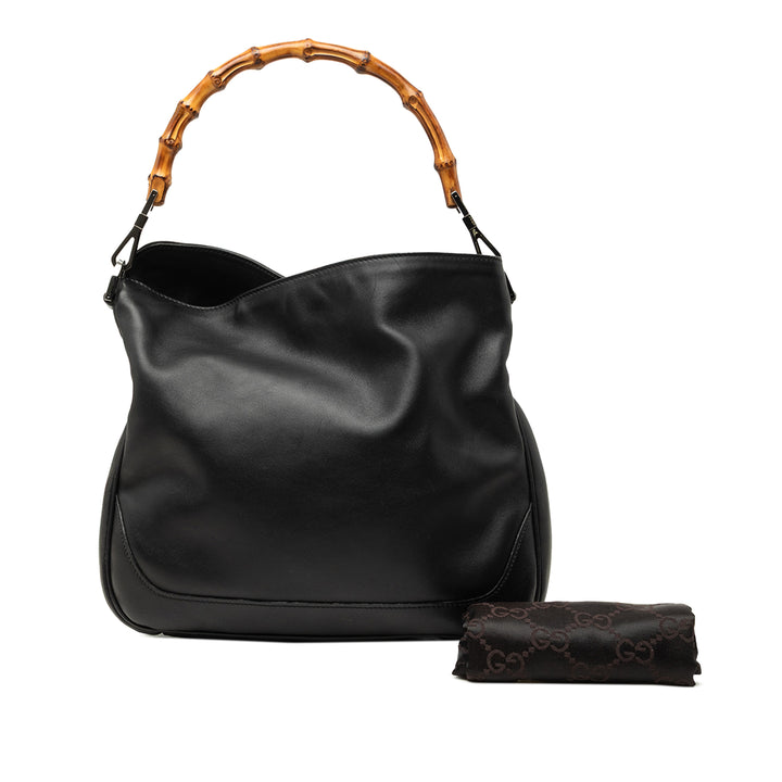 Bamboo Web Sac Cuir de veau Noir