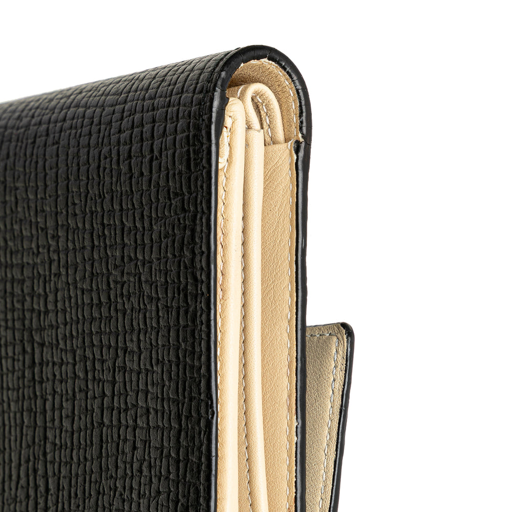 Anagram Grained Calfskin Long Wallet Black - Gaby Paris