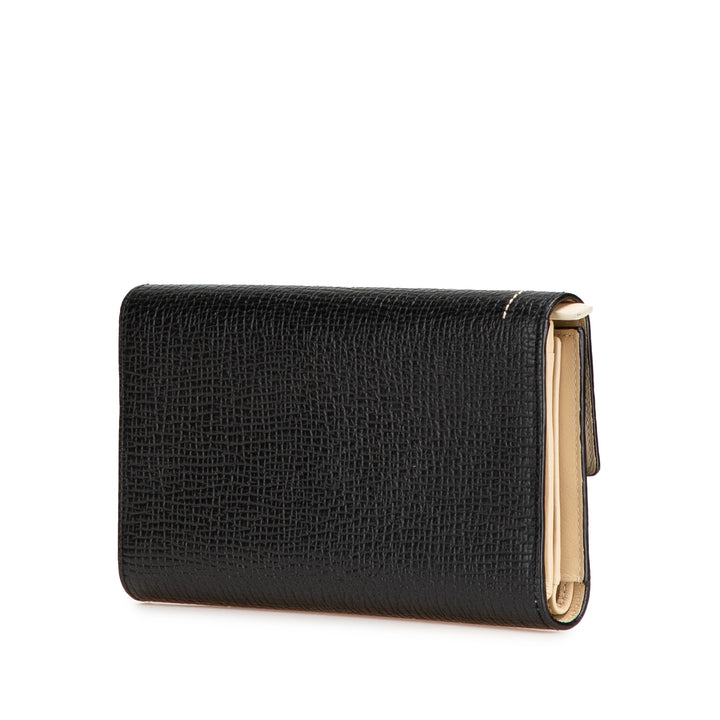 Anagram Grained Calfskin Long Wallet Black - Gaby Paris