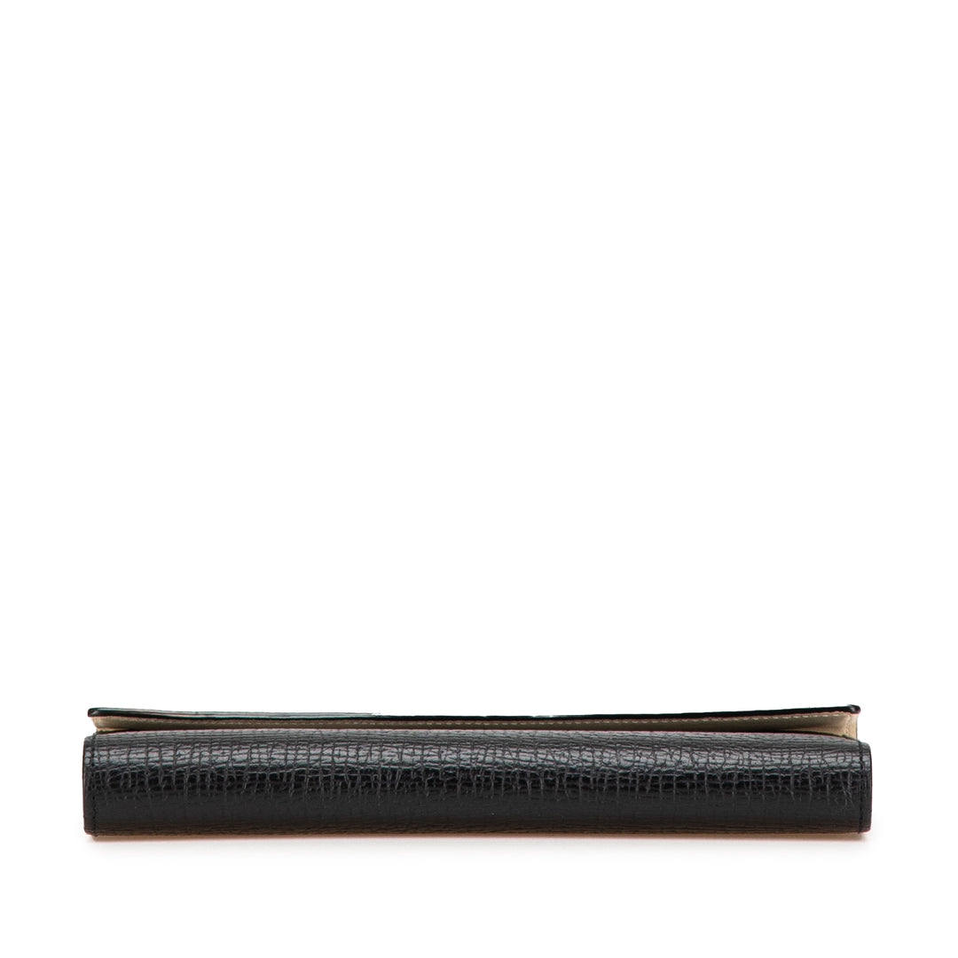 Anagram Grained Calfskin Long Wallet Black - Gaby Paris