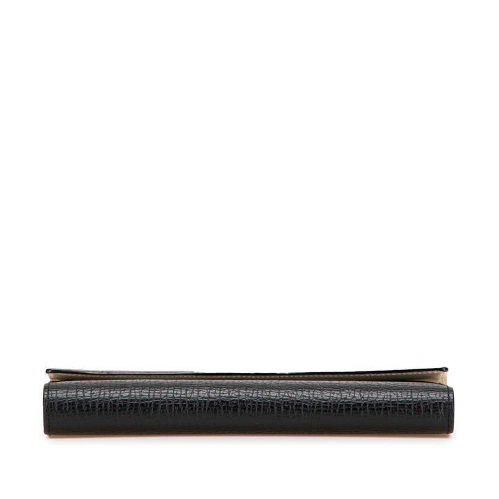 Anagram Grained Calfskin Long Wallet Black - Gaby Paris