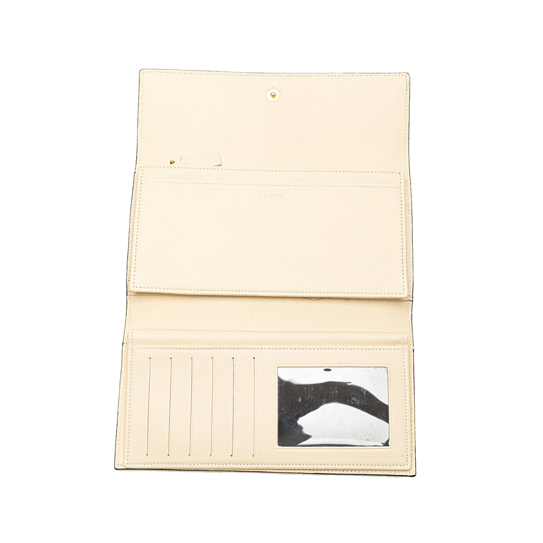 Anagram Grained Calfskin Long Wallet Black - Gaby Paris