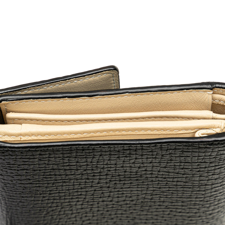 Anagram Grained Calfskin Long Wallet Black - Gaby Paris
