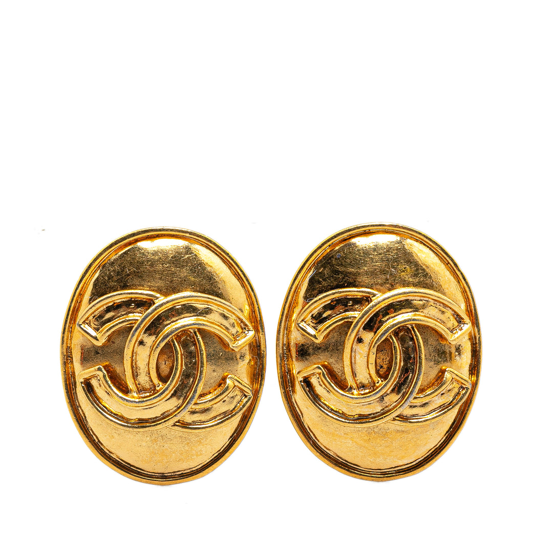 Gold Plated CC Clip On Earrings Gold - Gaby Paris