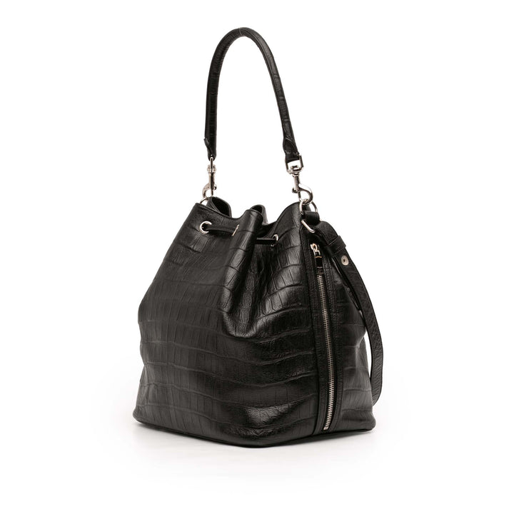 Saint Laurent Crocodile embossé Cuir de veau Emmanuelle Bucket Sac
