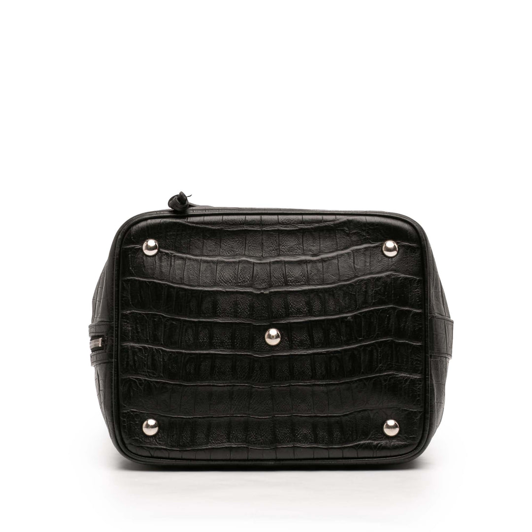 Saint Laurent Crocodile embossé Cuir de veau Emmanuelle Bucket Sac