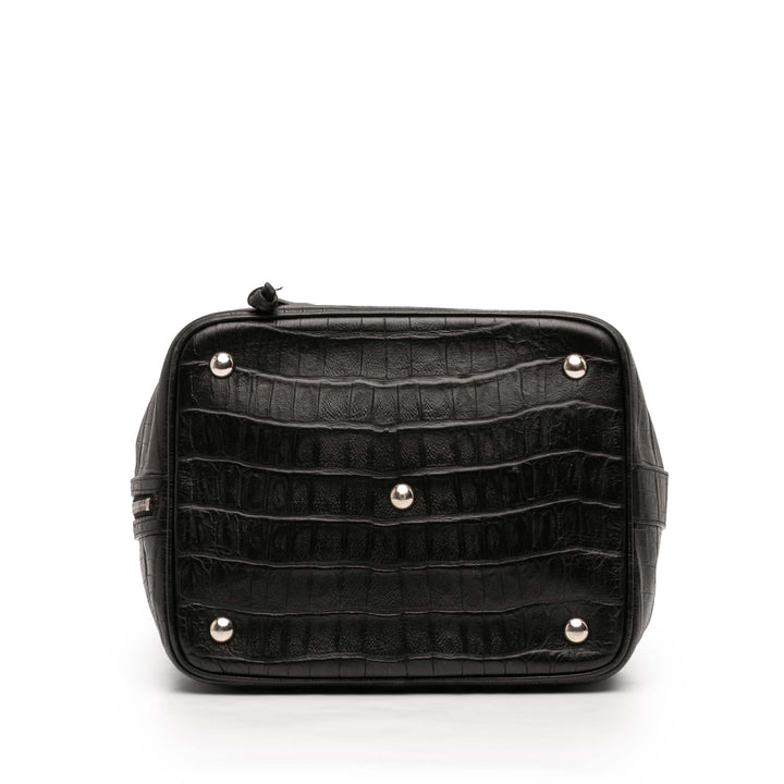 Saint Laurent Crocodile embossé Cuir de veau Emmanuelle Bucket Sac
