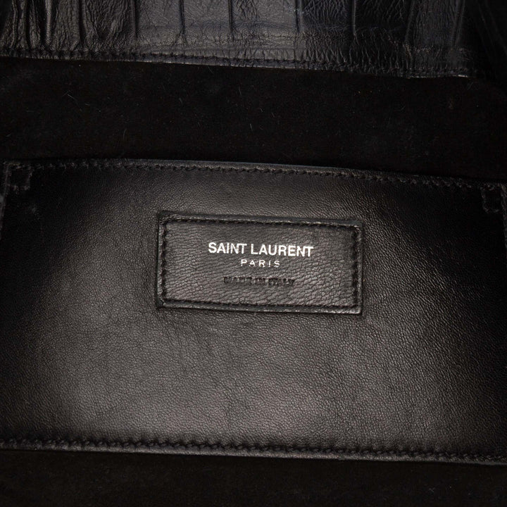 Saint Laurent Crocodile embossé Cuir de veau Emmanuelle Bucket Sac