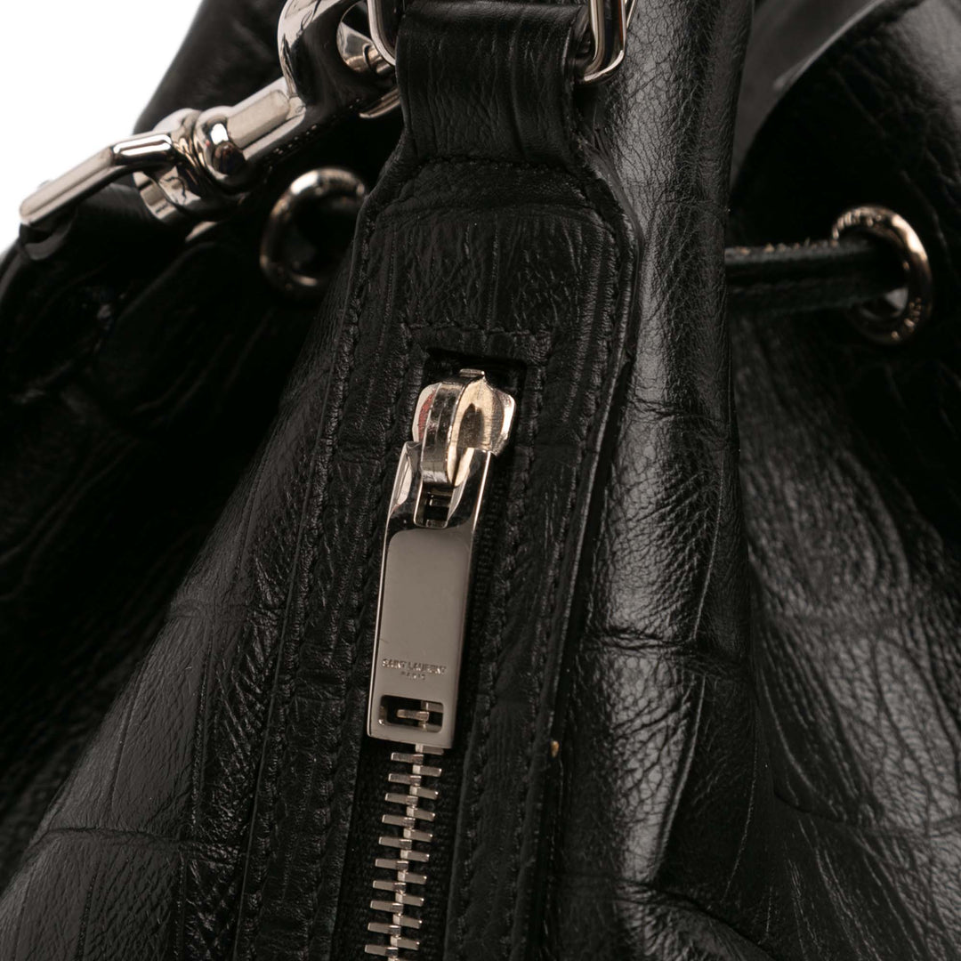 Saint Laurent Crocodile embossé Cuir de veau Emmanuelle Bucket Sac