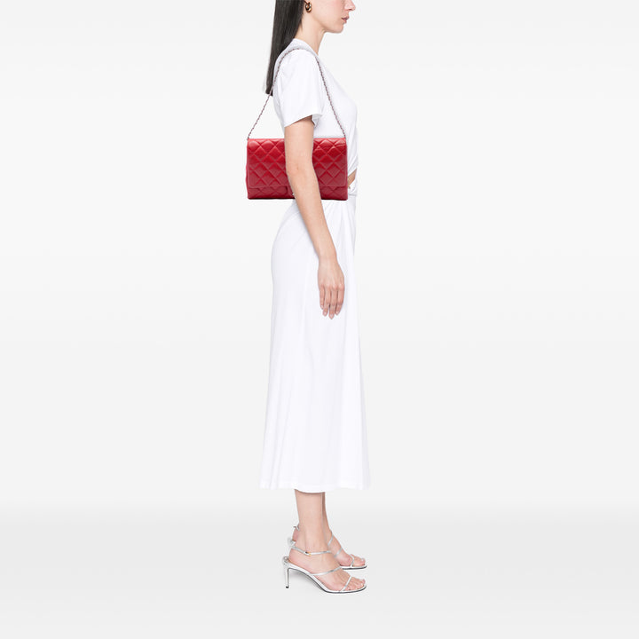 CC Matelassé à rabat Pochette avec chaîne Cuir caviar Rouge