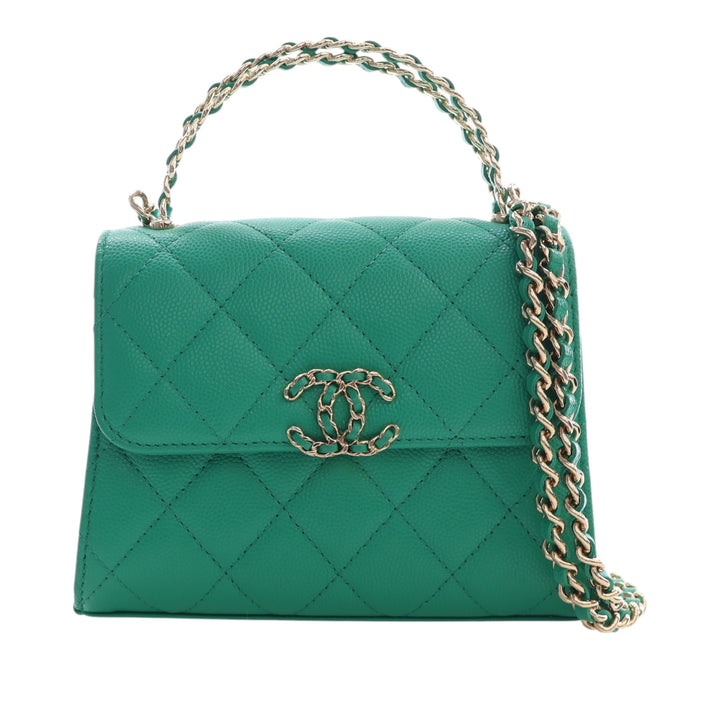 Chanel Mini CC Matelassé Caviar anse supérieure à rabat avec chaîne