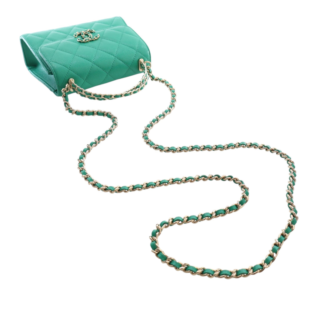 Chanel Mini CC Matelassé Caviar anse supérieure à rabat avec chaîne