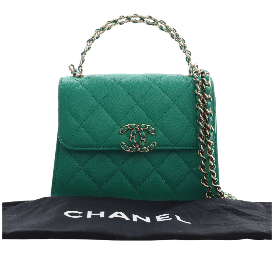 Chanel Mini CC Matelassé Caviar anse supérieure à rabat avec chaîne
