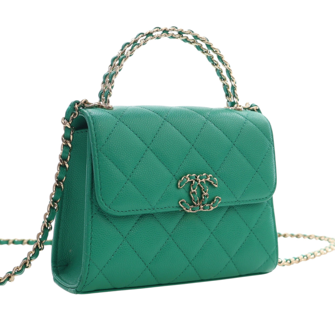 Chanel Mini CC Matelassé Caviar anse supérieure à rabat avec chaîne