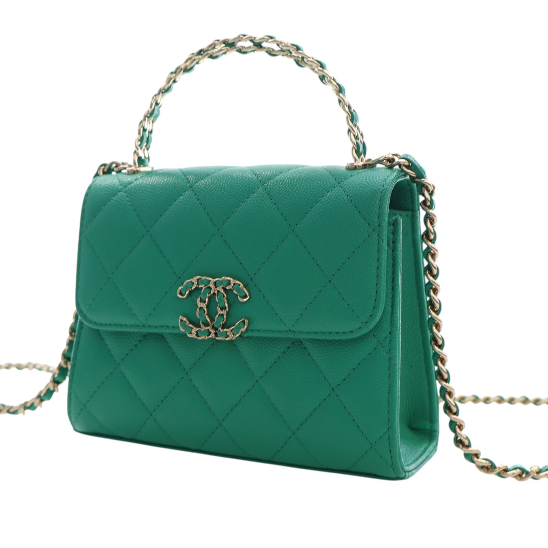 Chanel Mini CC Matelassé Caviar anse supérieure à rabat avec chaîne