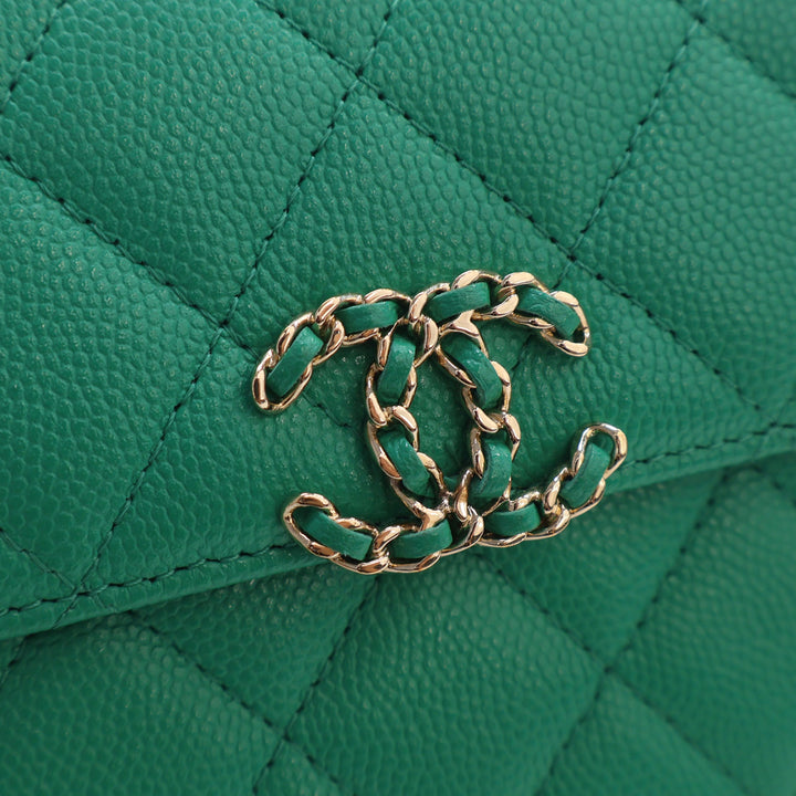 Chanel Mini CC Matelassé Caviar anse supérieure à rabat avec chaîne