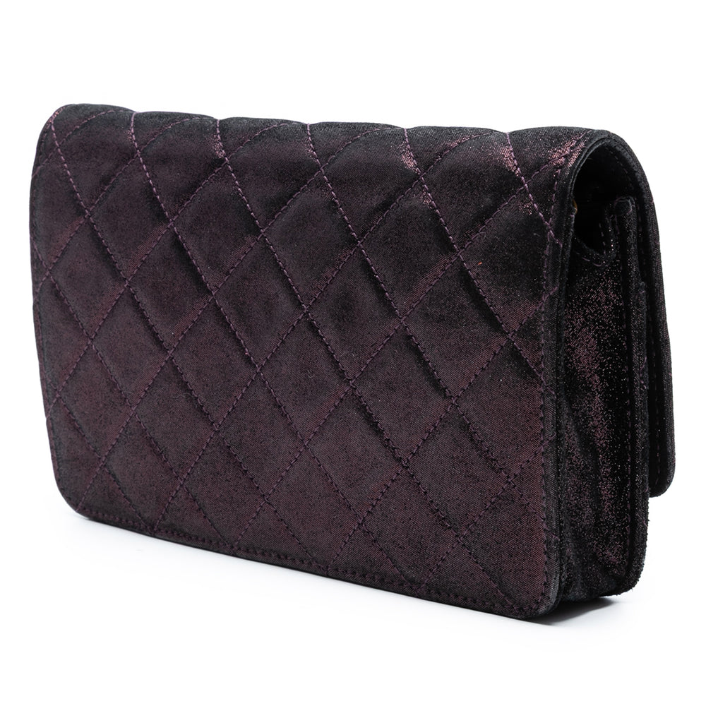 Chanel Quilted Iridescent Cuir d’agneau Tartan Button Wallet On Chain Violet – GABY PARIS Authentique