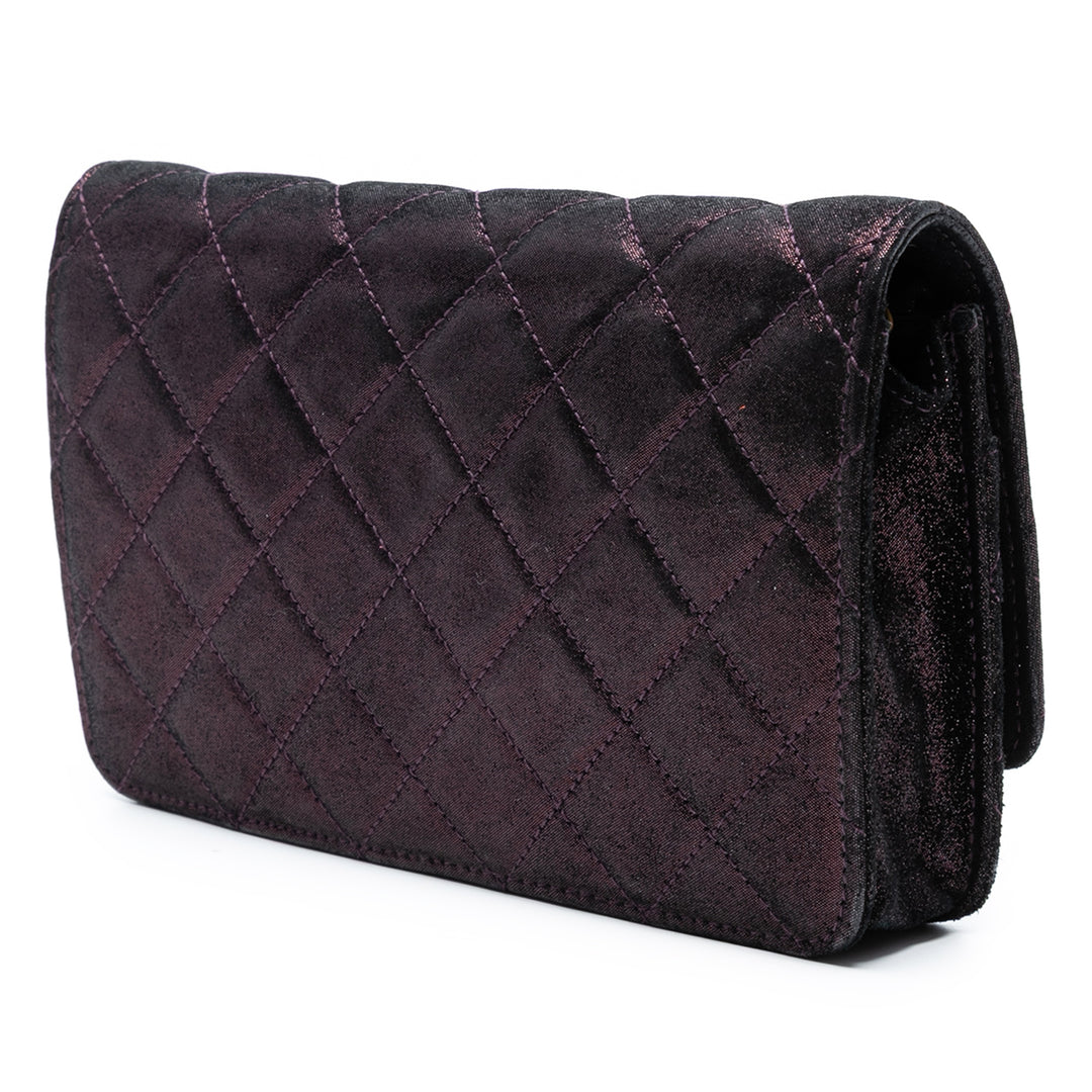 Chanel Quilted Iridescent Cuir d’agneau Tartan Button Wallet On Chain Violet – GABY PARIS Authentique