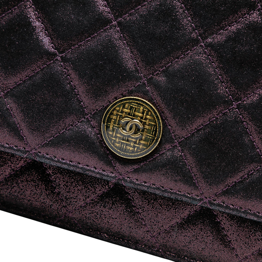 Chanel Quilted Iridescent Cuir d’agneau Tartan Button Wallet On Chain Violet – GABY PARIS Authentique