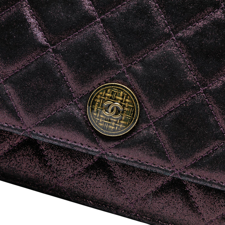 Chanel Quilted Iridescent Cuir d’agneau Tartan Button Wallet On Chain Violet – GABY PARIS Authentique