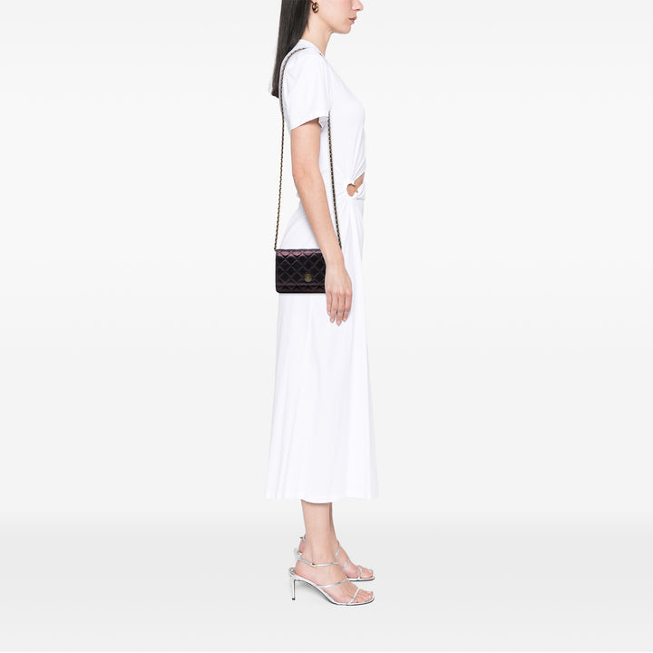 Chanel Quilted Iridescent Cuir d’agneau Tartan Button Wallet On Chain Violet – GABY PARIS Authentique