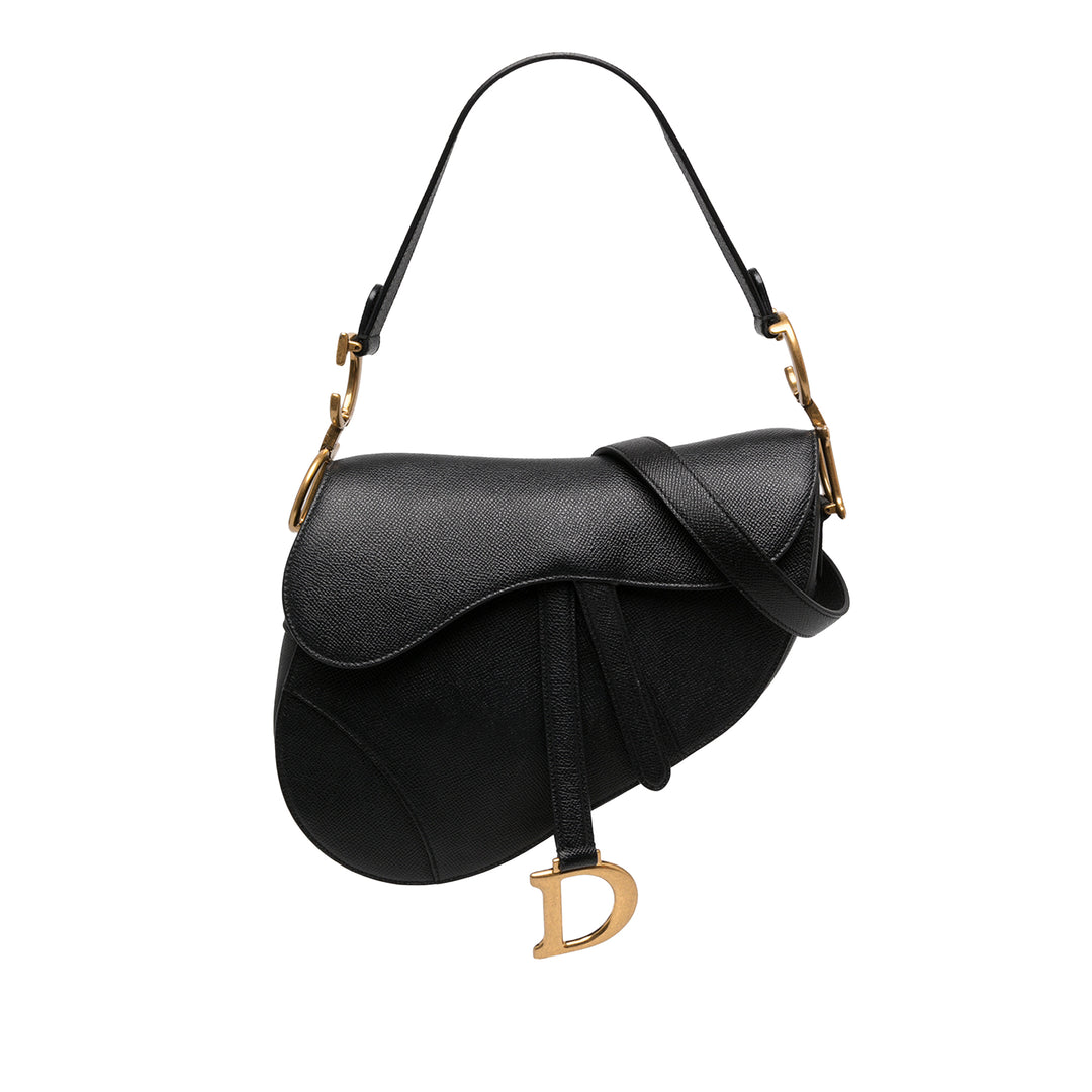 Dior grainé Saddle Sac Cuir de veau grainé Noir – vue principale – GABY PARIS