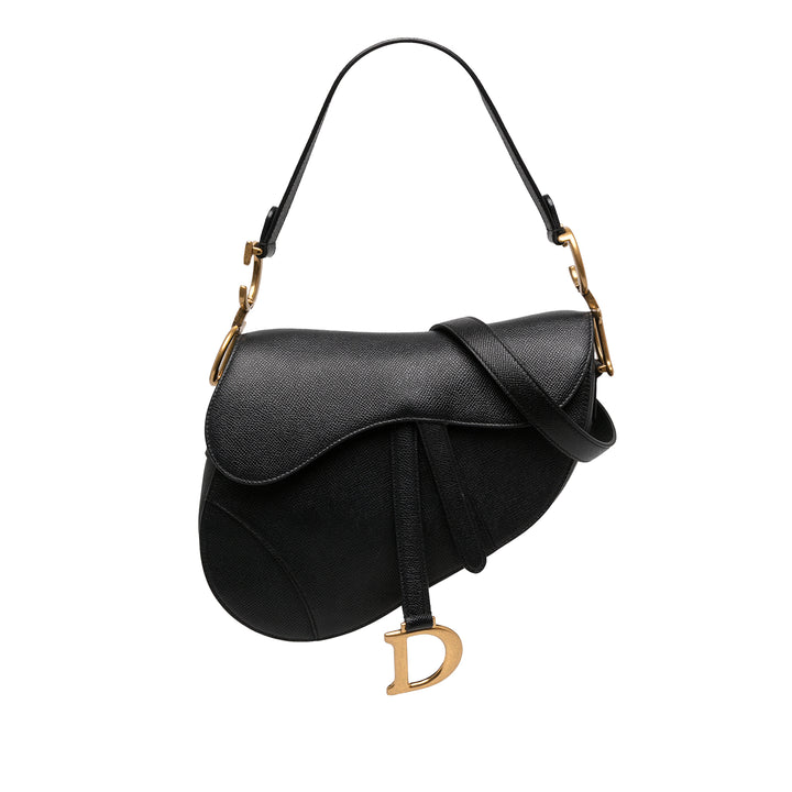 Dior grainé Saddle Sac Cuir de veau grainé Noir – vue principale – GABY PARIS