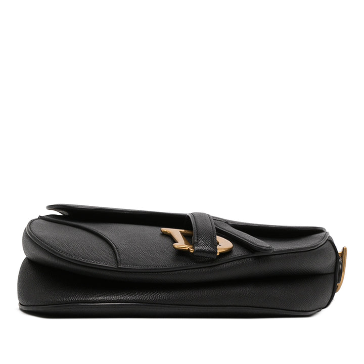 Dior grainé Saddle Sac Cuir de veau grainé Noir – vue 3 – GABY PARIS