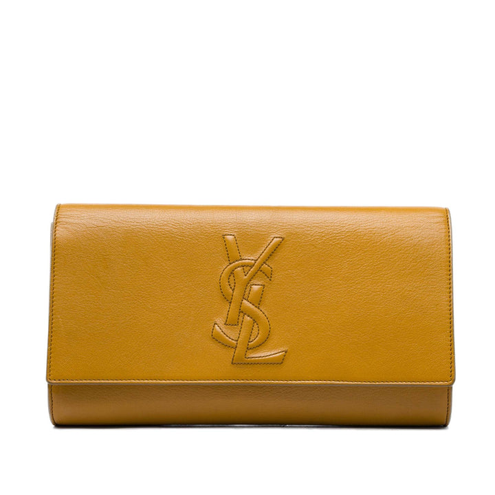 Saint Laurent Texturé Belle De Jour Pochette Grand Cuir de veau Jaune – vue principale – GABY PARIS