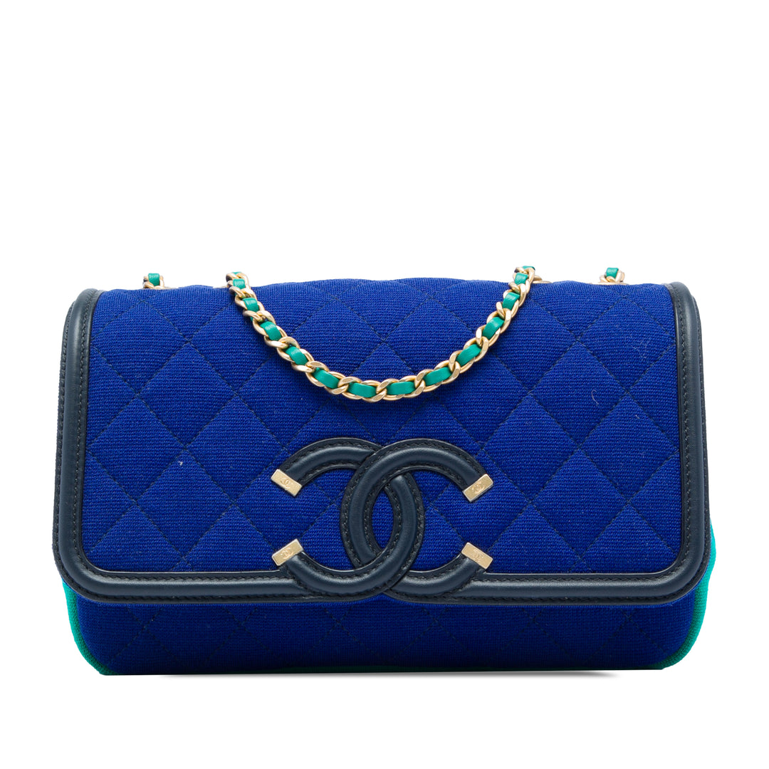 Chanel Small Tricolor Jersey CC Filigree à rabat