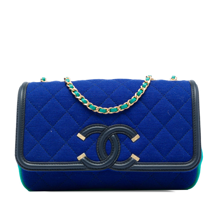 Chanel Small Tricolor Jersey CC Filigree à rabat