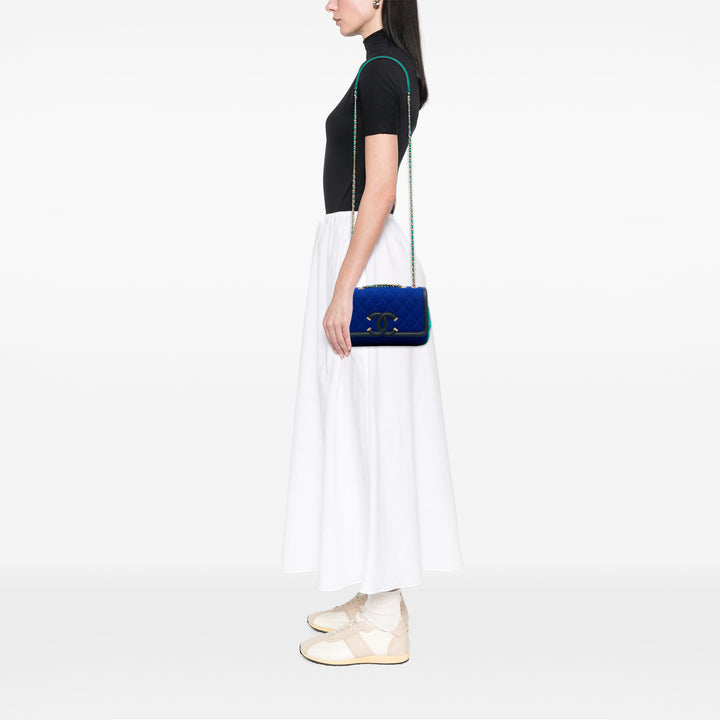 Chanel Small Tricolor Jersey CC Filigree à rabat