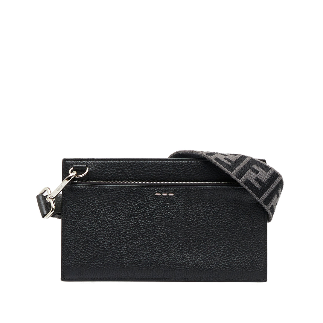 Flat Pouch Leather Crossbody Black - Gaby Paris