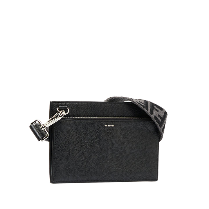 Flat Pouch Leather Crossbody Black - Gaby Paris