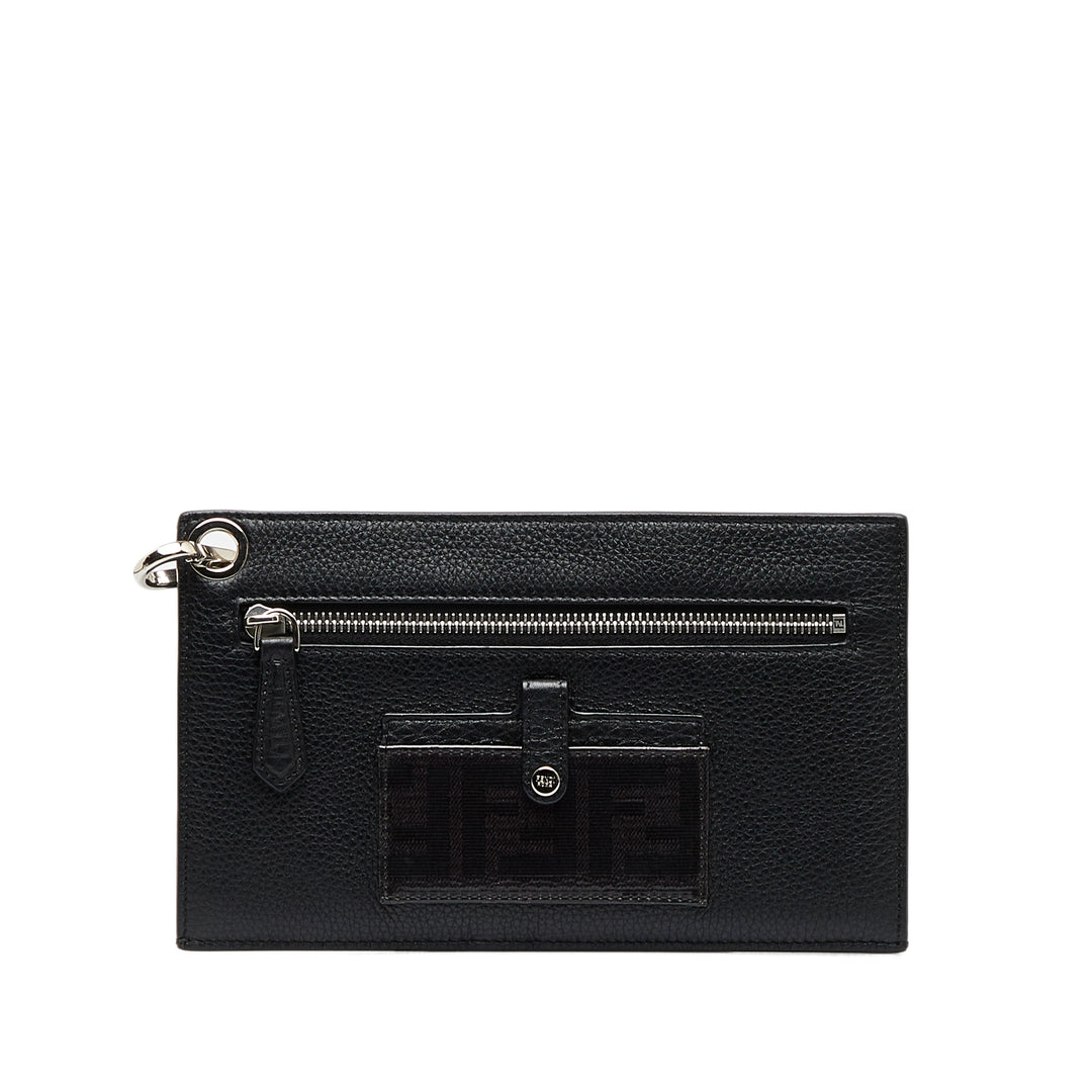 Flat Pouch Leather Crossbody Black - Gaby Paris