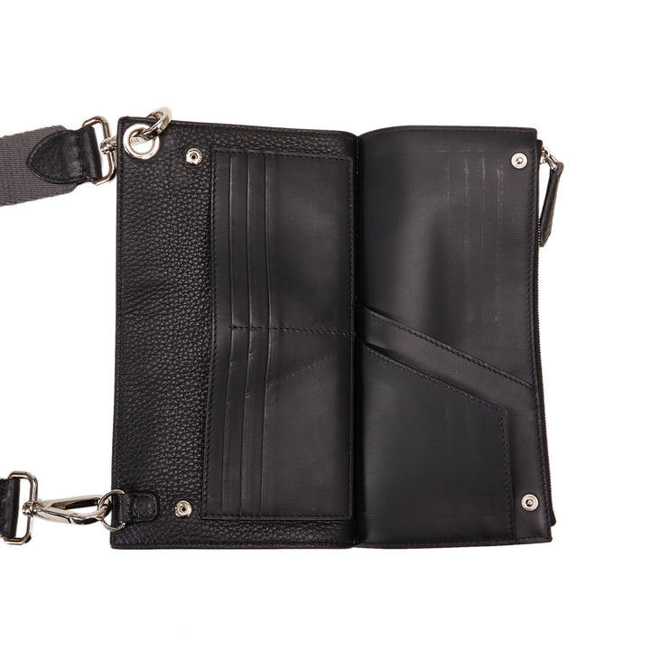 Flat Pouch Leather Crossbody Black - Gaby Paris