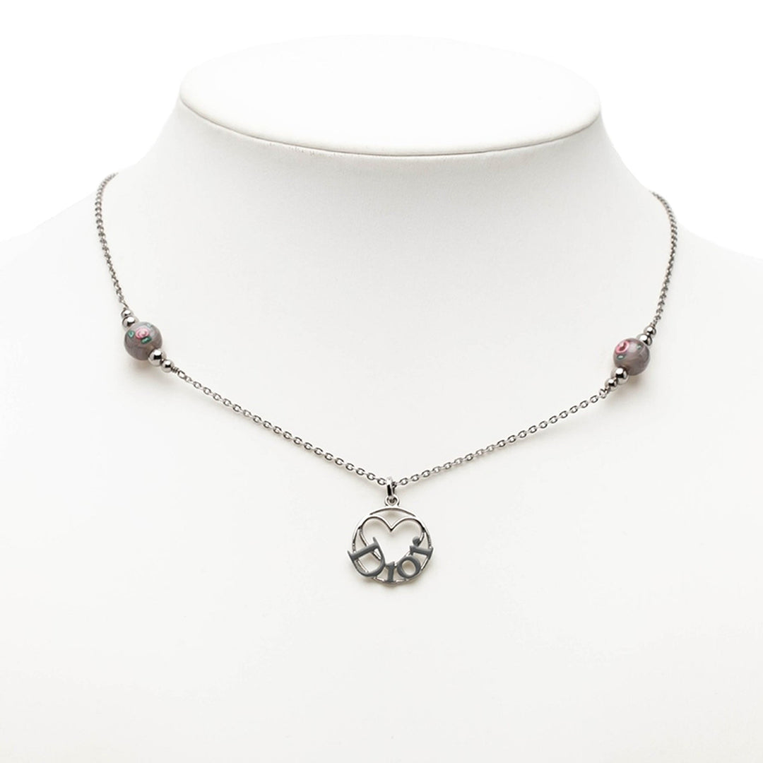 Brass Heart Logo Pendant Collier Argenté