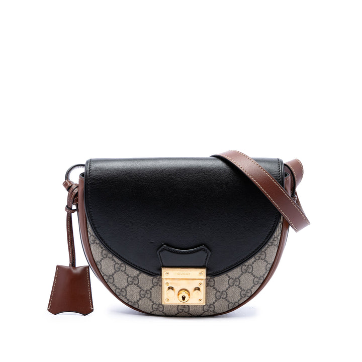 Gucci Sac bandoulière Saddle Padlock GG Supreme Beige – vue principale – GABY PARIS